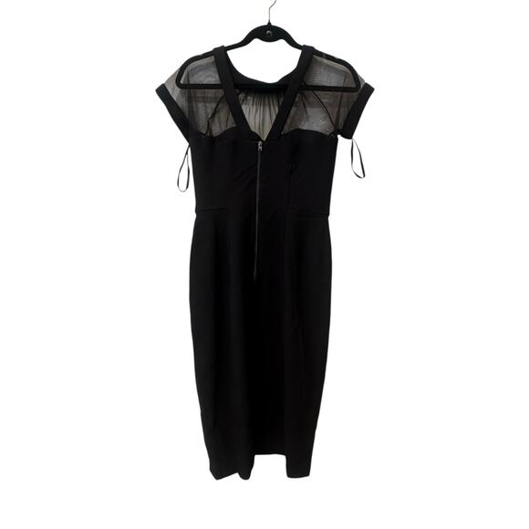 Maggy London Women's Black Mesh Illusion Short Sleeve Dress Size 2 NWT - Picture 7 of 10